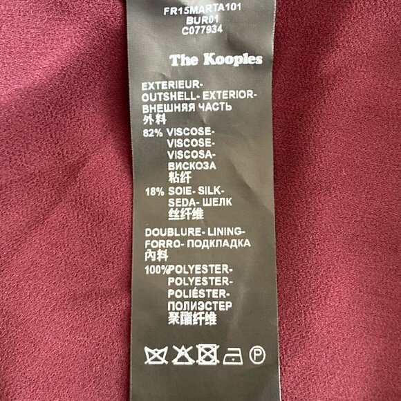 THE Kooples Burgundy Mini Velvet Dress Silk Blend Size M - Picture 12 of 16